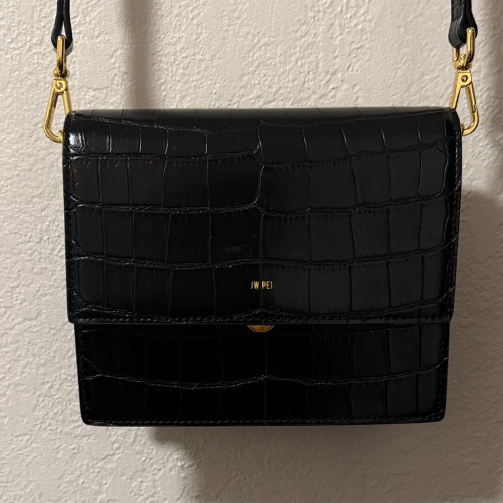 JW PEI Black Mini Flap Crossbody Bag